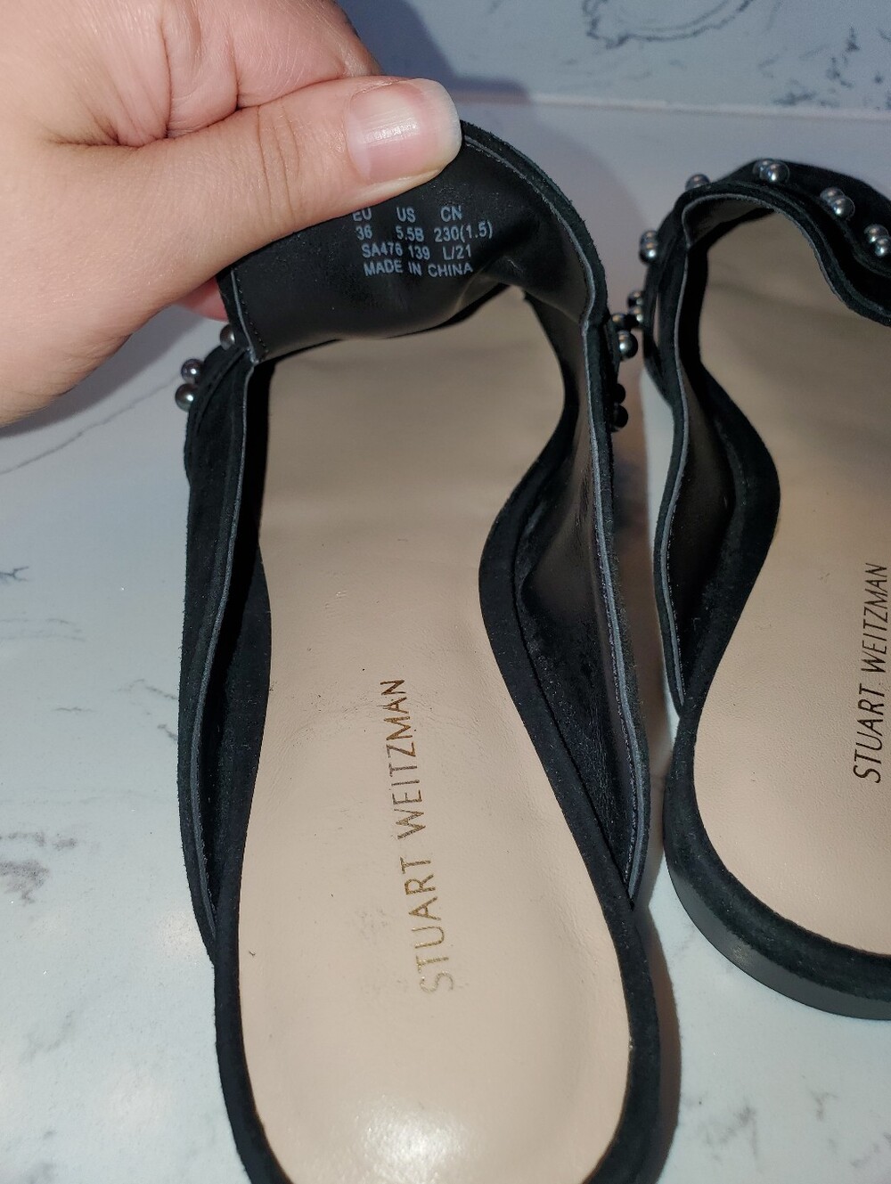 Stuart Weitzman Superstud Suede Mules in black US5.5 - Picture 7 of 10